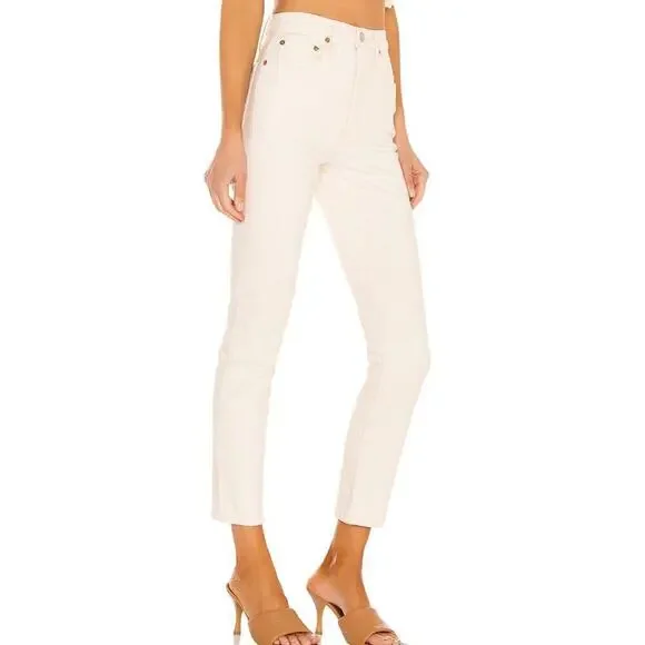 RE/DONE Orginals 90s High Rise Ankle Crop in Vintage White size 27 NWT - Picture 3 of 7